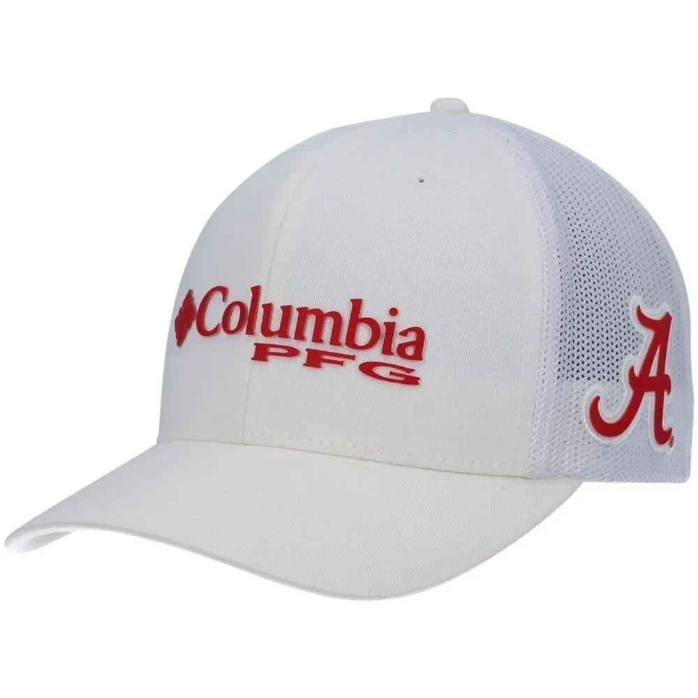 Columbia Men's White Alabama Crimson Tide PFG Adjustable Hat S/M NWT IN PKG